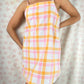Robe Bretelle Carreaux Orange