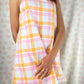 Robe Bretelle Carreaux Orange