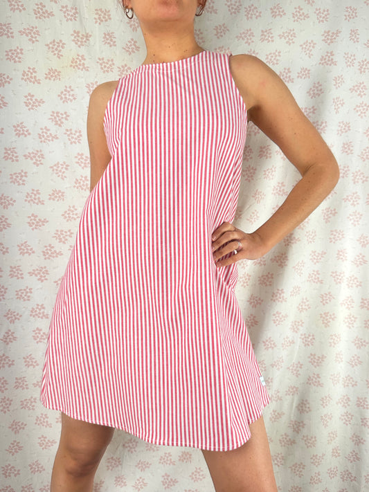 Robe Col Rayé Rouge