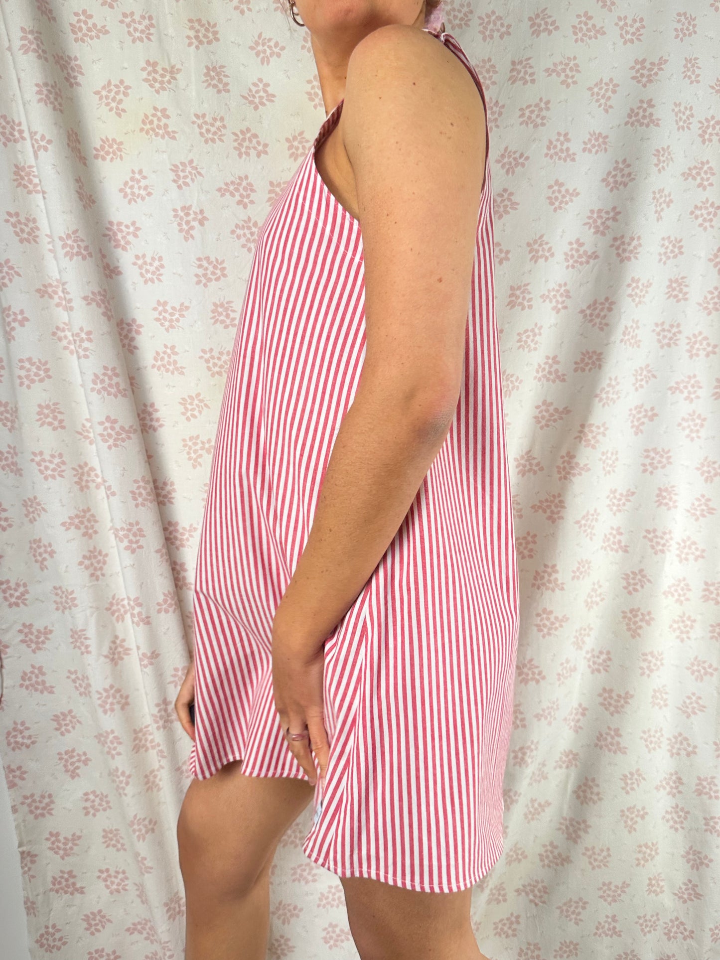 Robe Col Rayé Rouge
