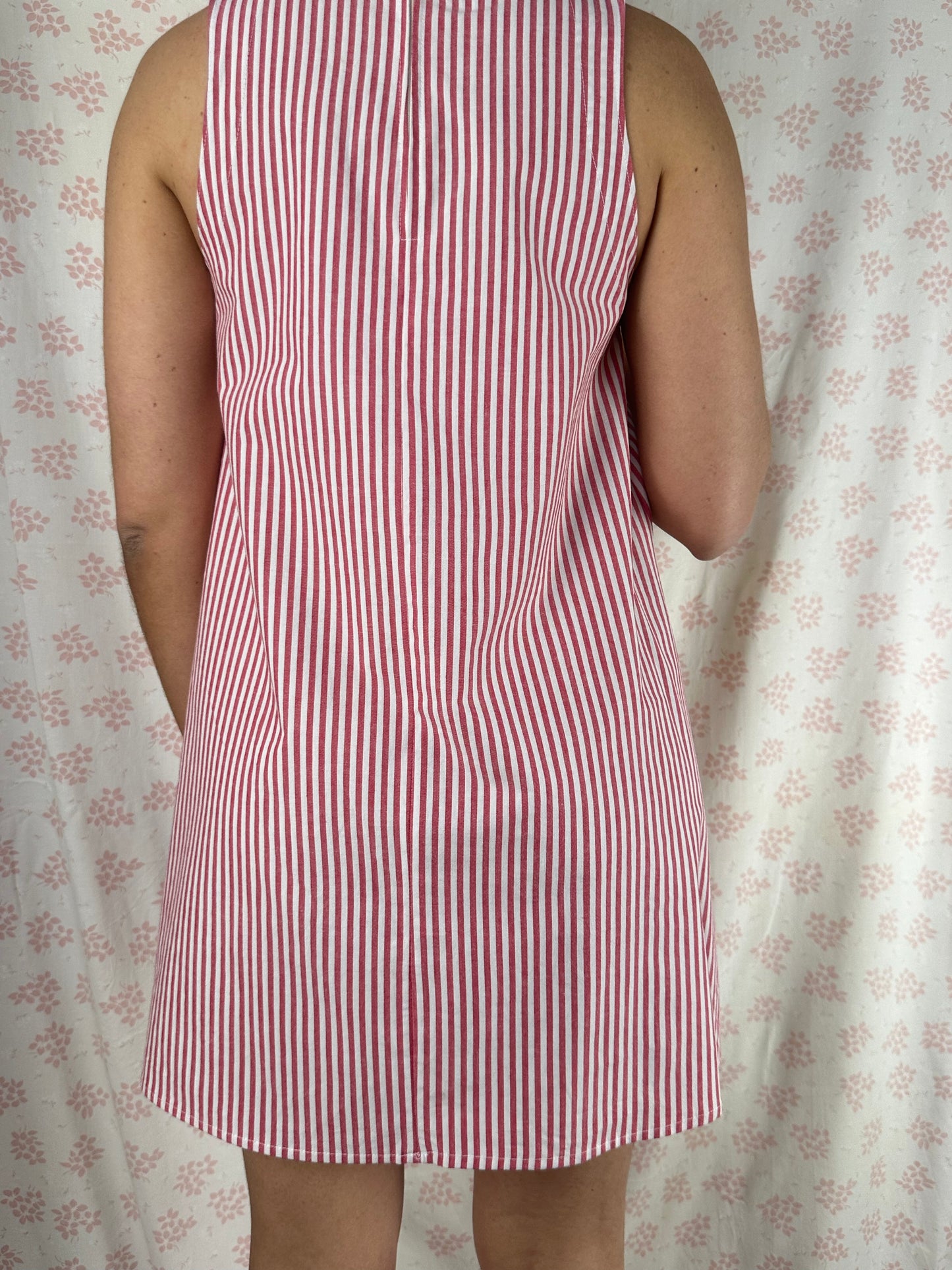 Robe Col Rayé Rouge