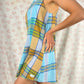 Robe Col Carreaux Bleu Marron