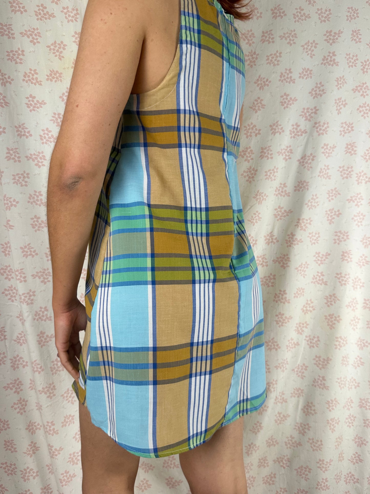 Robe Col Carreaux Bleu Marron