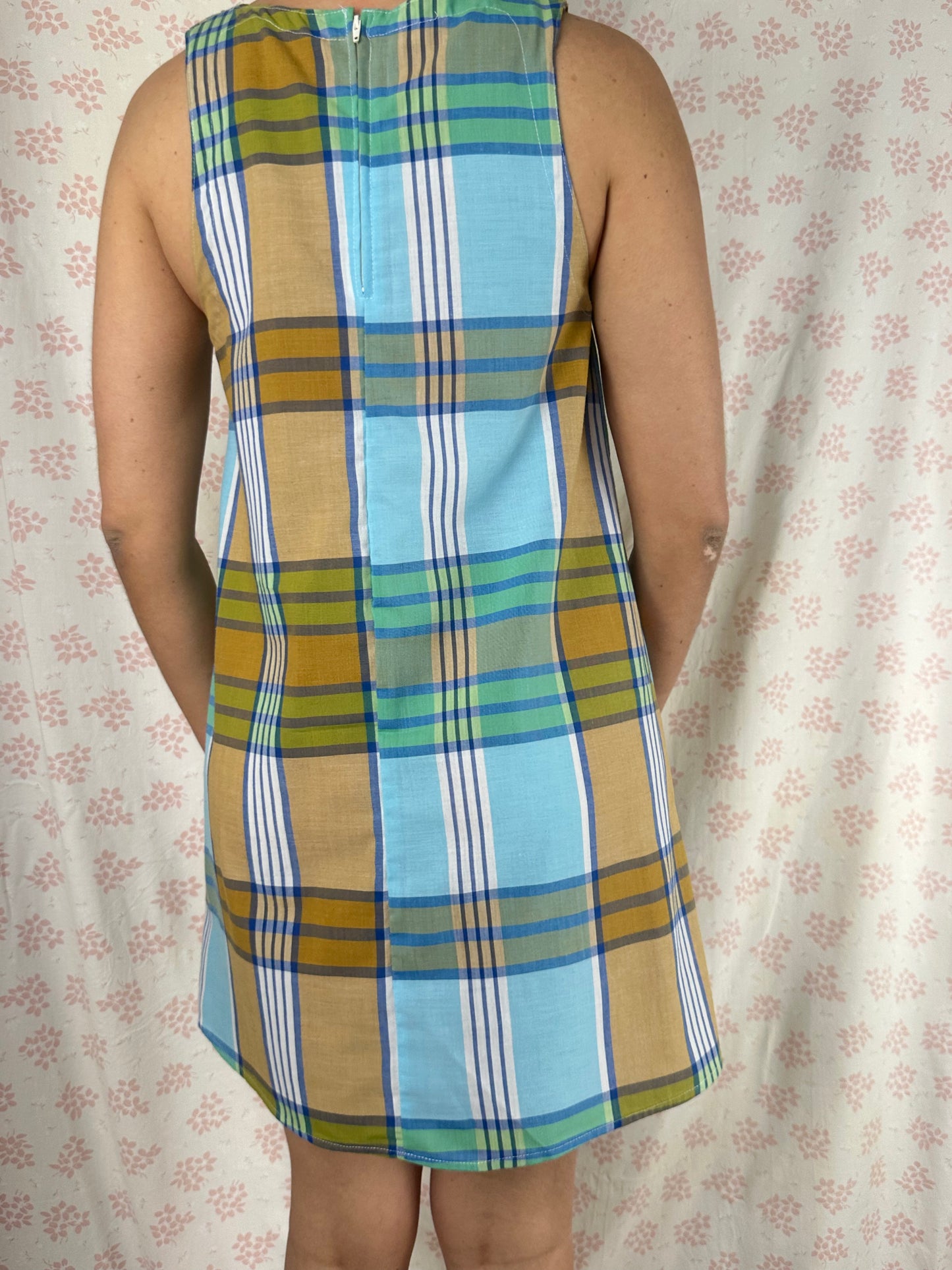 Robe Col Carreaux Bleu Marron