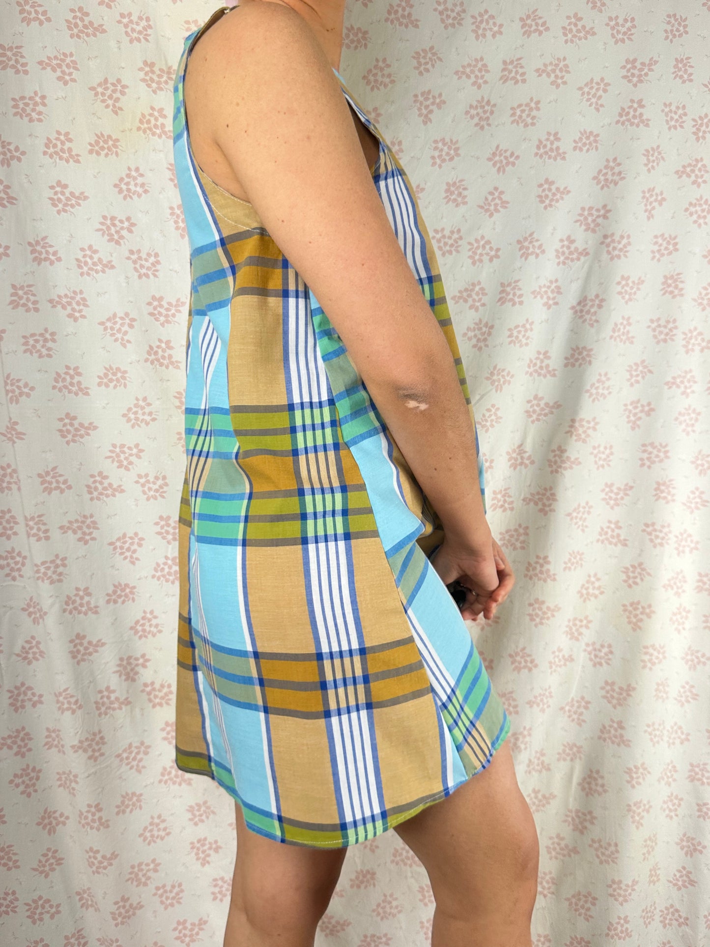 Robe Col Carreaux Bleu Marron