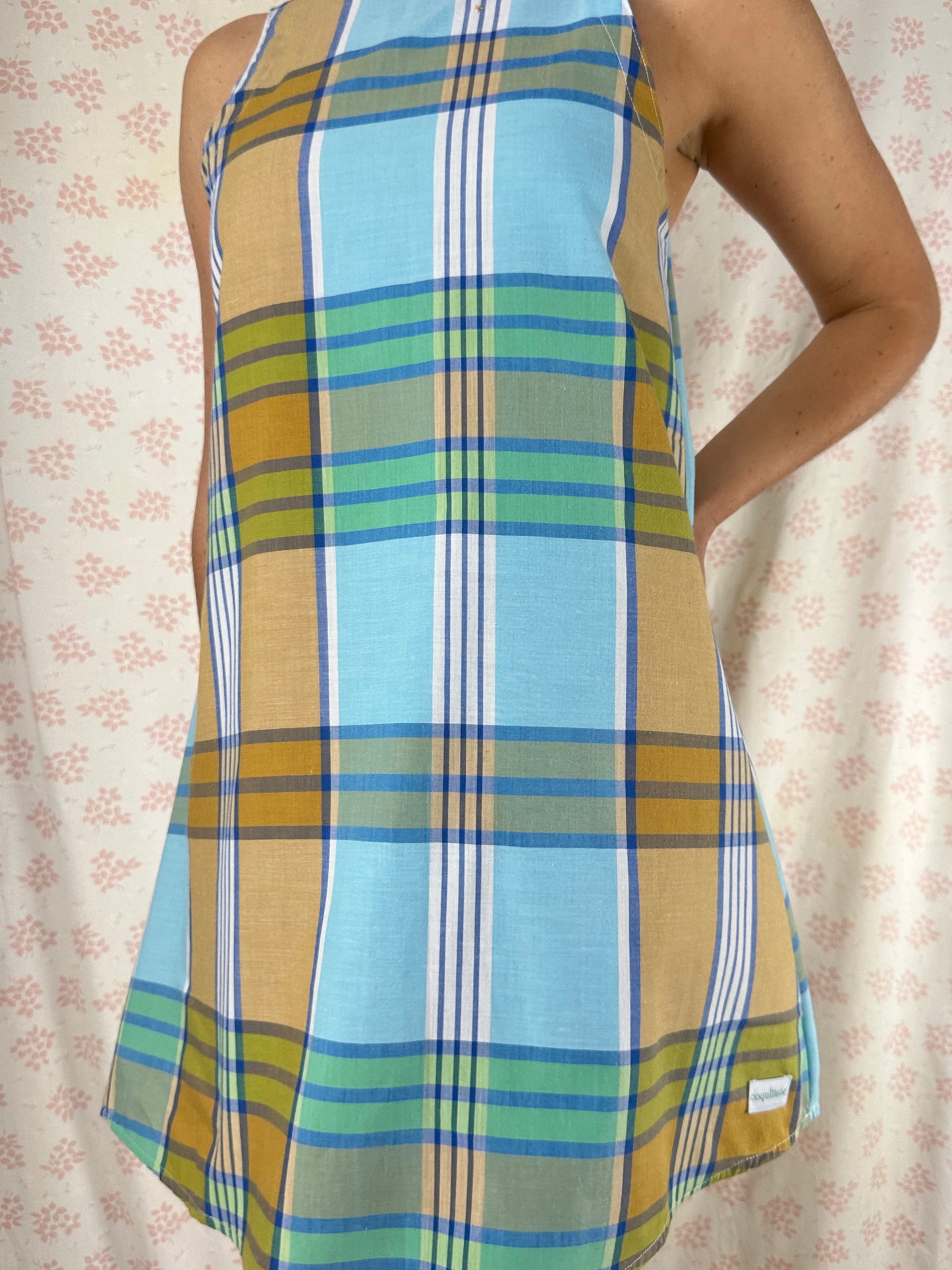 Robe Col Carreaux Bleu Marron