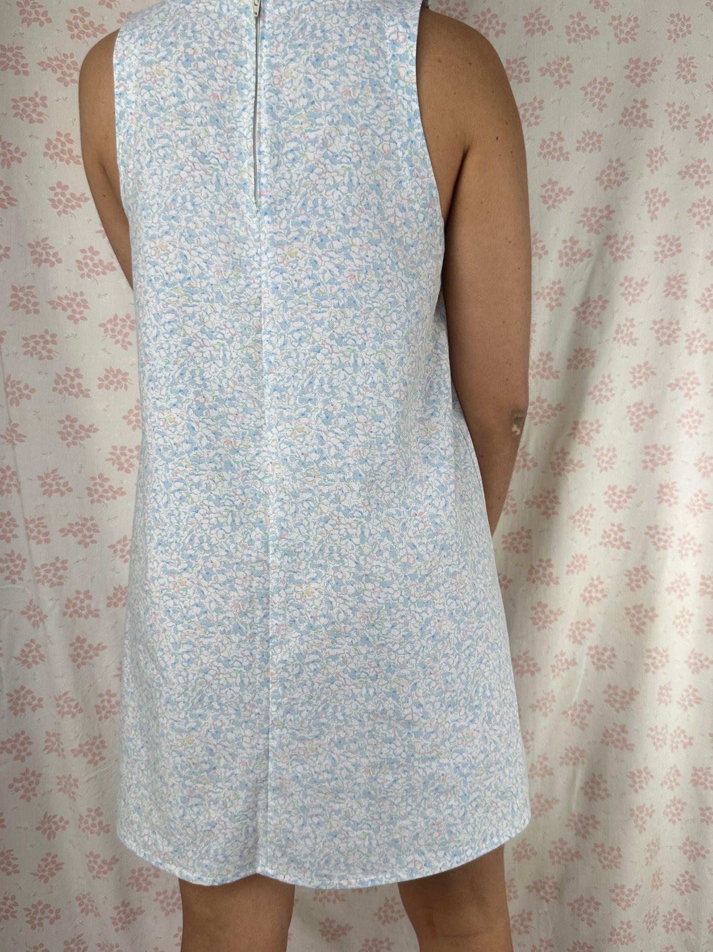 Robe Col Petites Fleurs Bleu