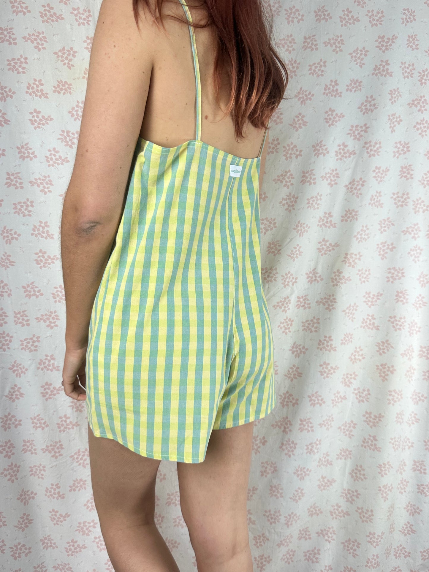 Combishort Vichy Jaune et Turquoise
