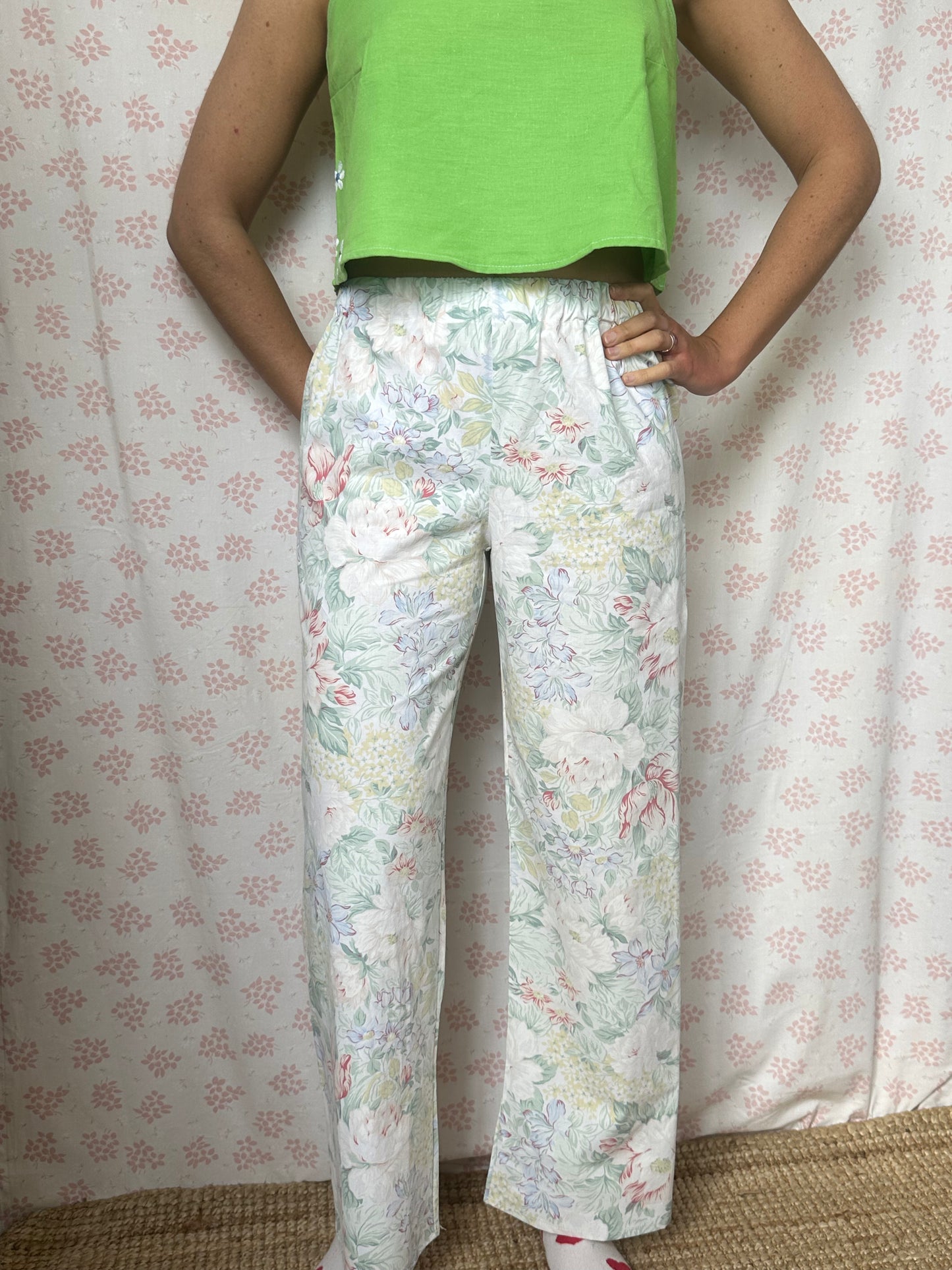 Pantalon Blanc Fleurs