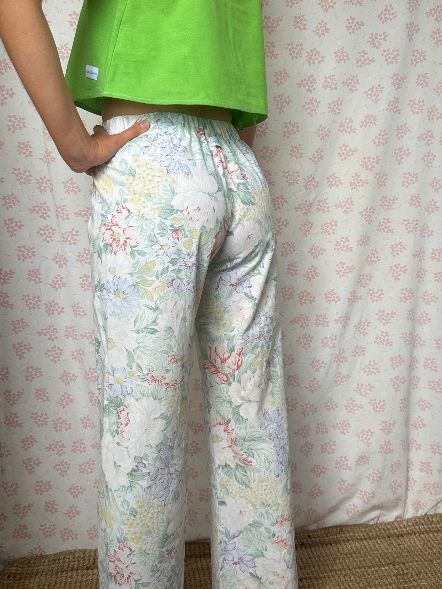 Pantalon Blanc Fleurs