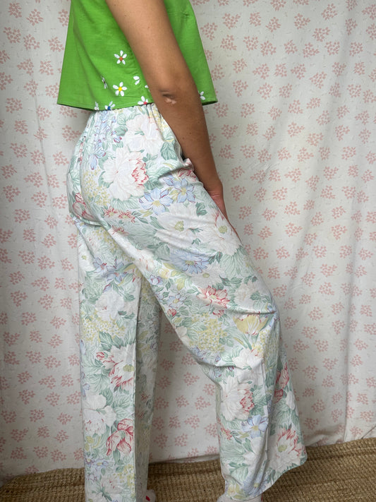 Pantalon Blanc Fleurs