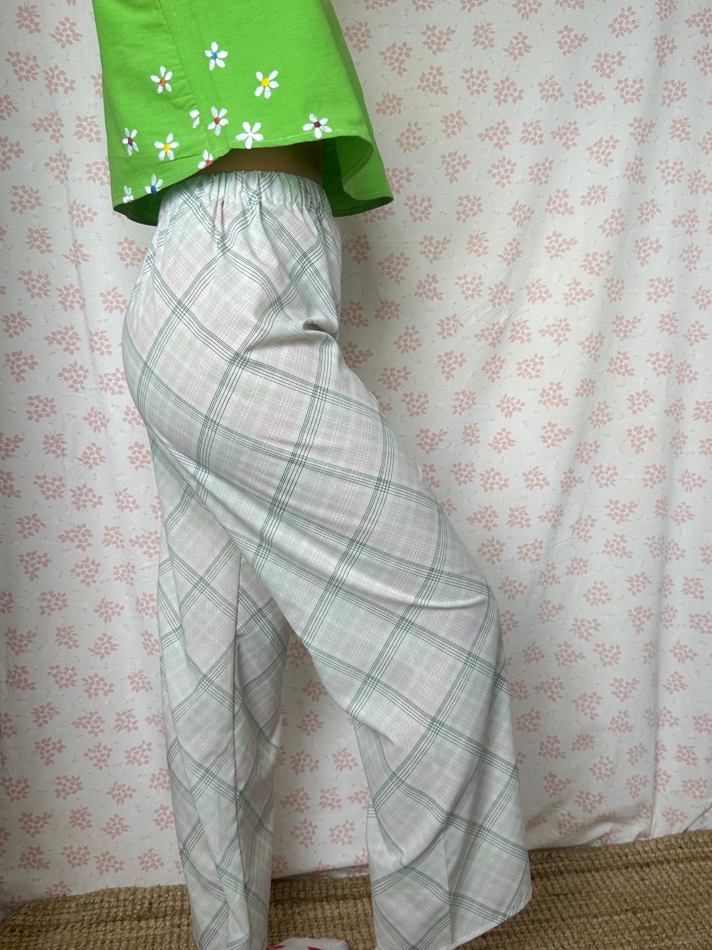 Pantalon Carreaux Vert et Blanc