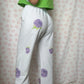 Pantalon Blanc Fleurs Lila
