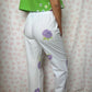 Pantalon Blanc Fleurs Lila