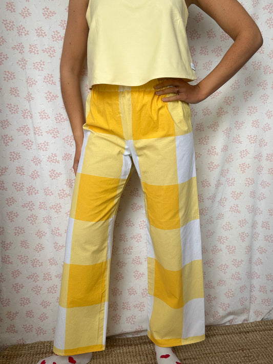 Pantalon Carreaux Jaune