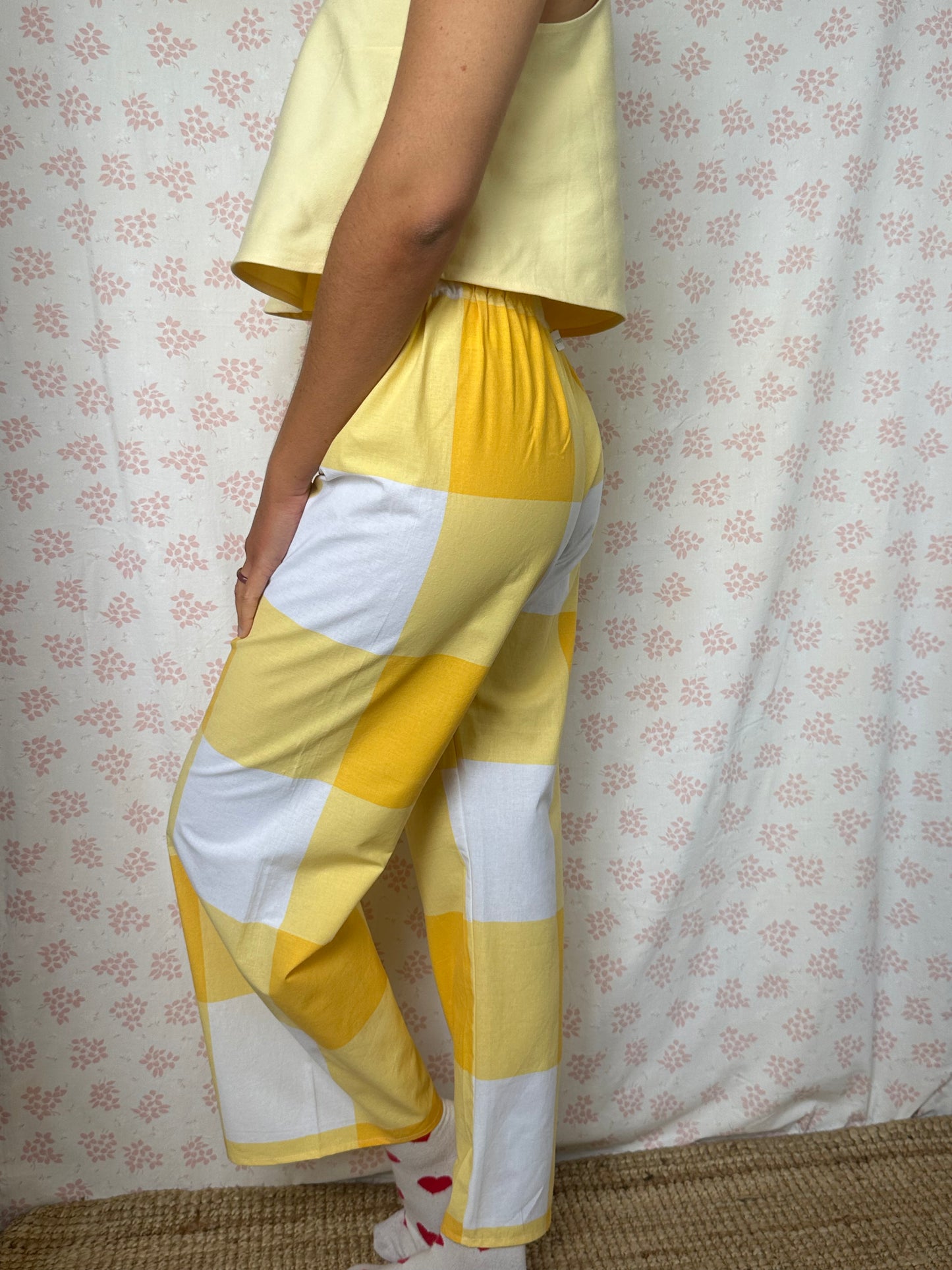 Pantalon Carreaux Jaune