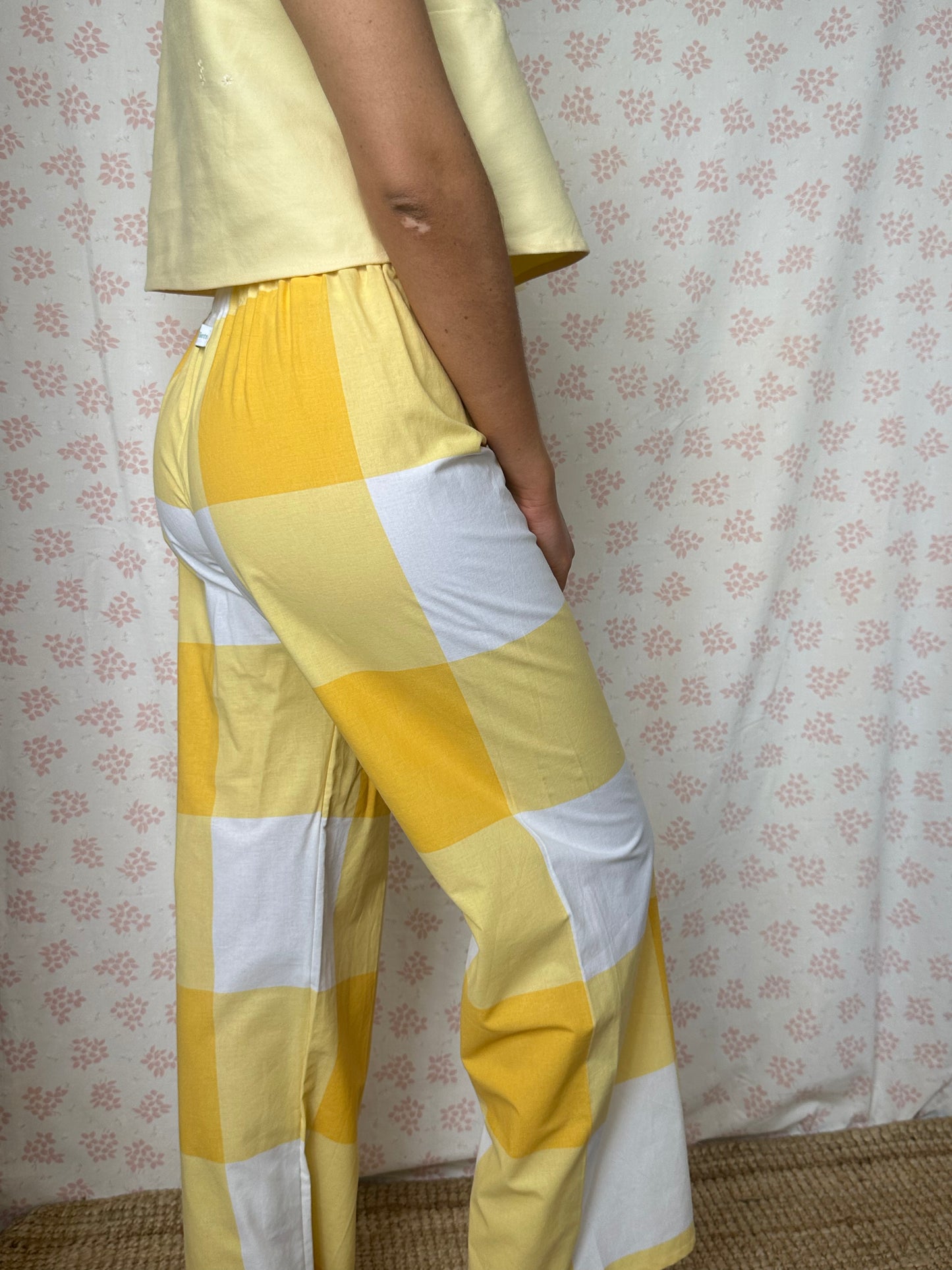 Pantalon Carreaux Jaune