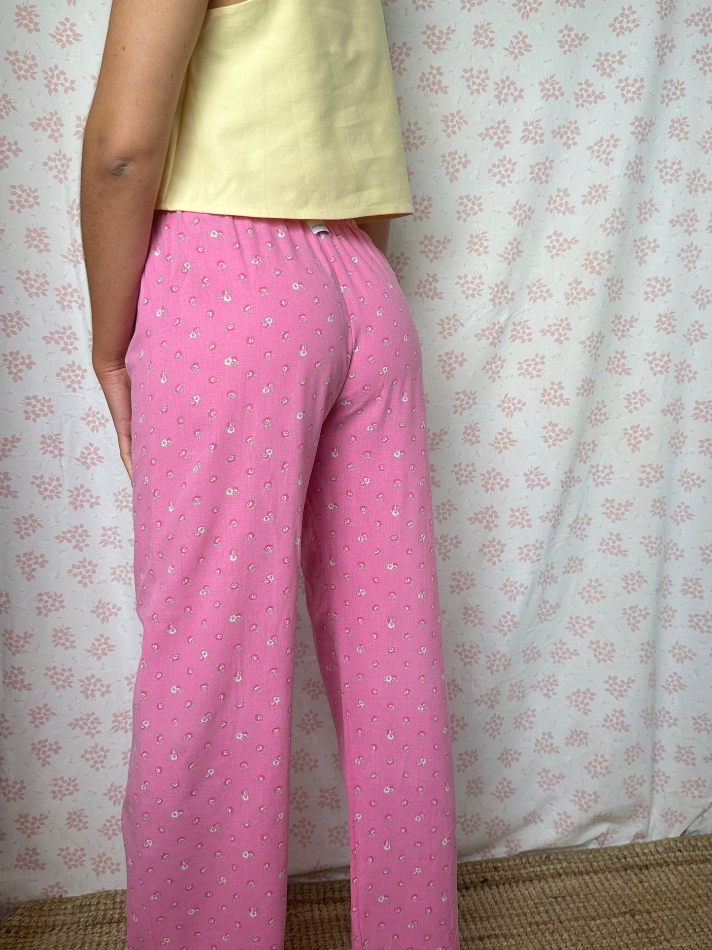 Pantalon Rose Petites Fleurs