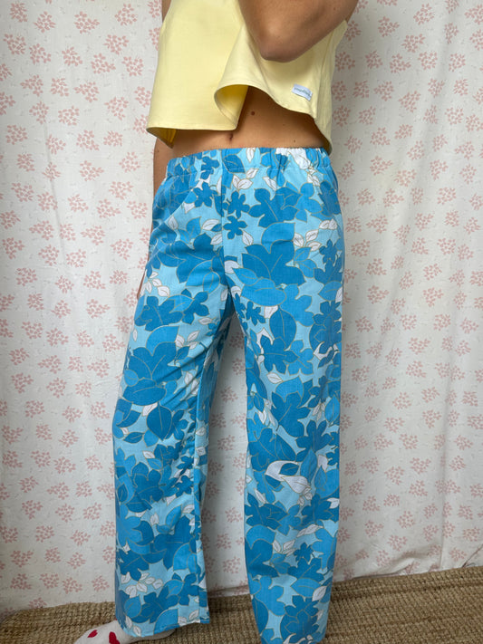 Pantalon Fleurs Bleu