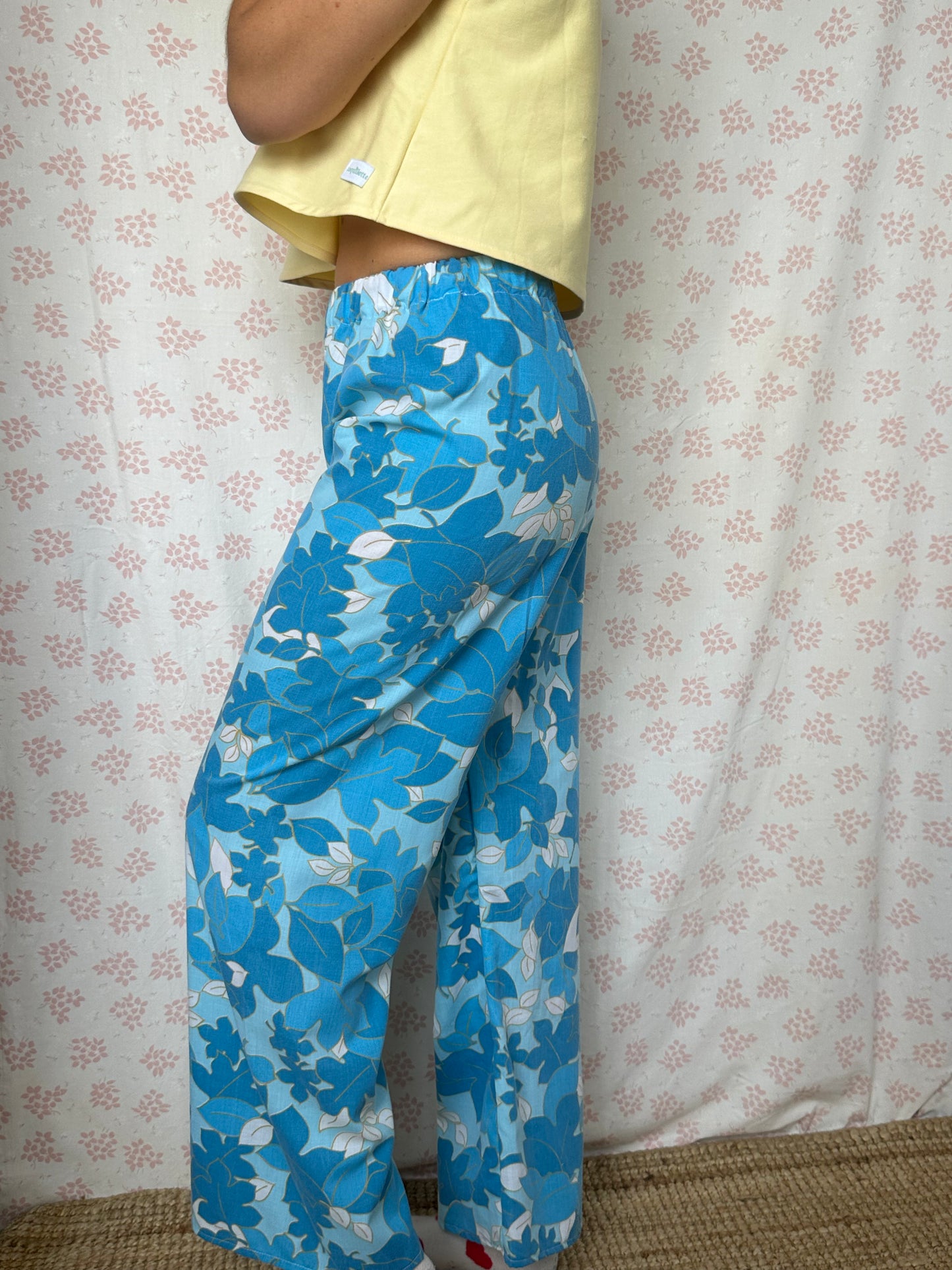 Pantalon Fleurs Bleu