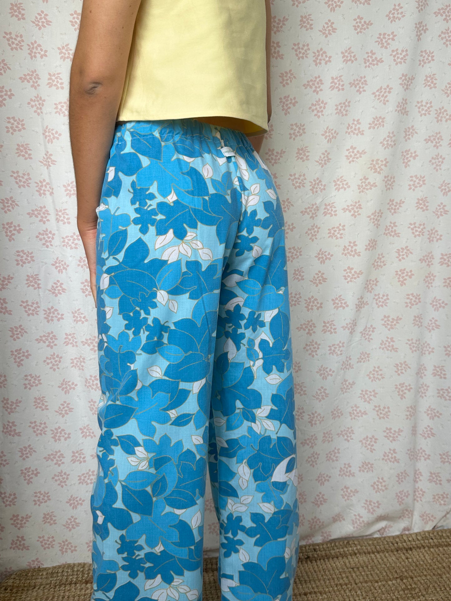 Pantalon Fleurs Bleu