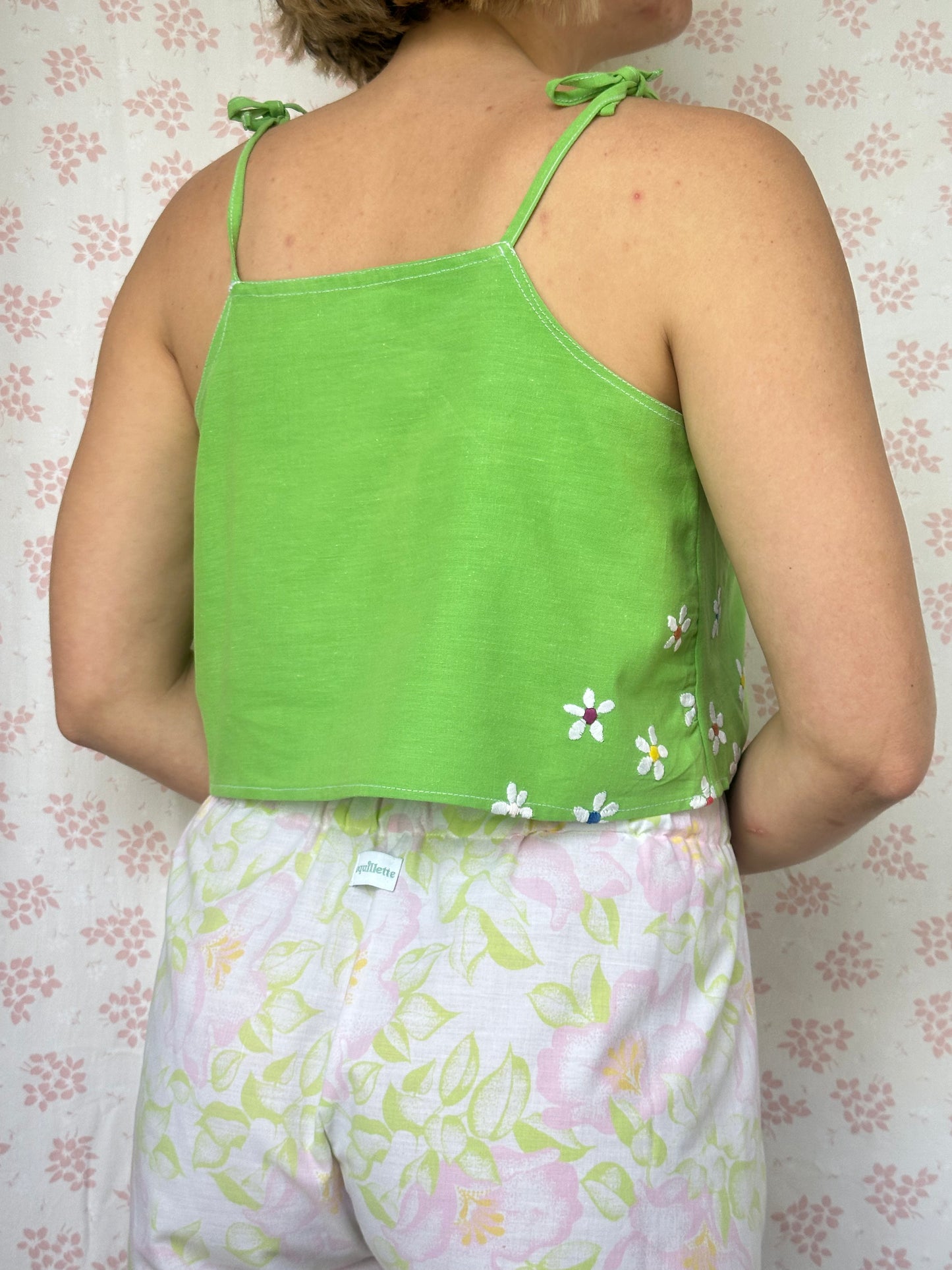 Top Vert à Fleurs