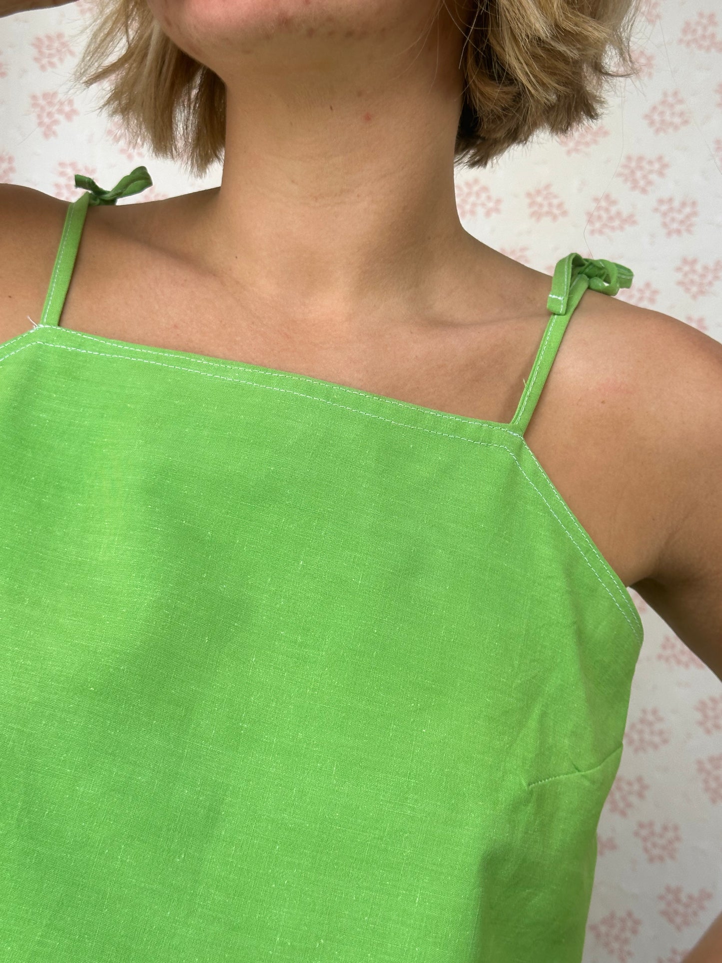 Top Vert à Fleurs