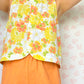 Haut Bouton Fleurs Jaune Rouge