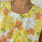Haut Bouton Fleurs Jaune Rouge