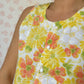 Haut Bouton Fleurs Jaune Rouge