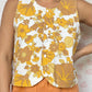 Haut Bouton Fleurs Marron et Jaune
