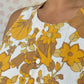 Haut Bouton Fleurs Marron et Jaune