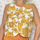 Haut Bouton Fleurs Marron et Jaune