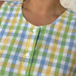 Haut Bouton Carreaux Vert Bleu Jaune
