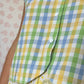 Haut Bouton Carreaux Vert Bleu Jaune