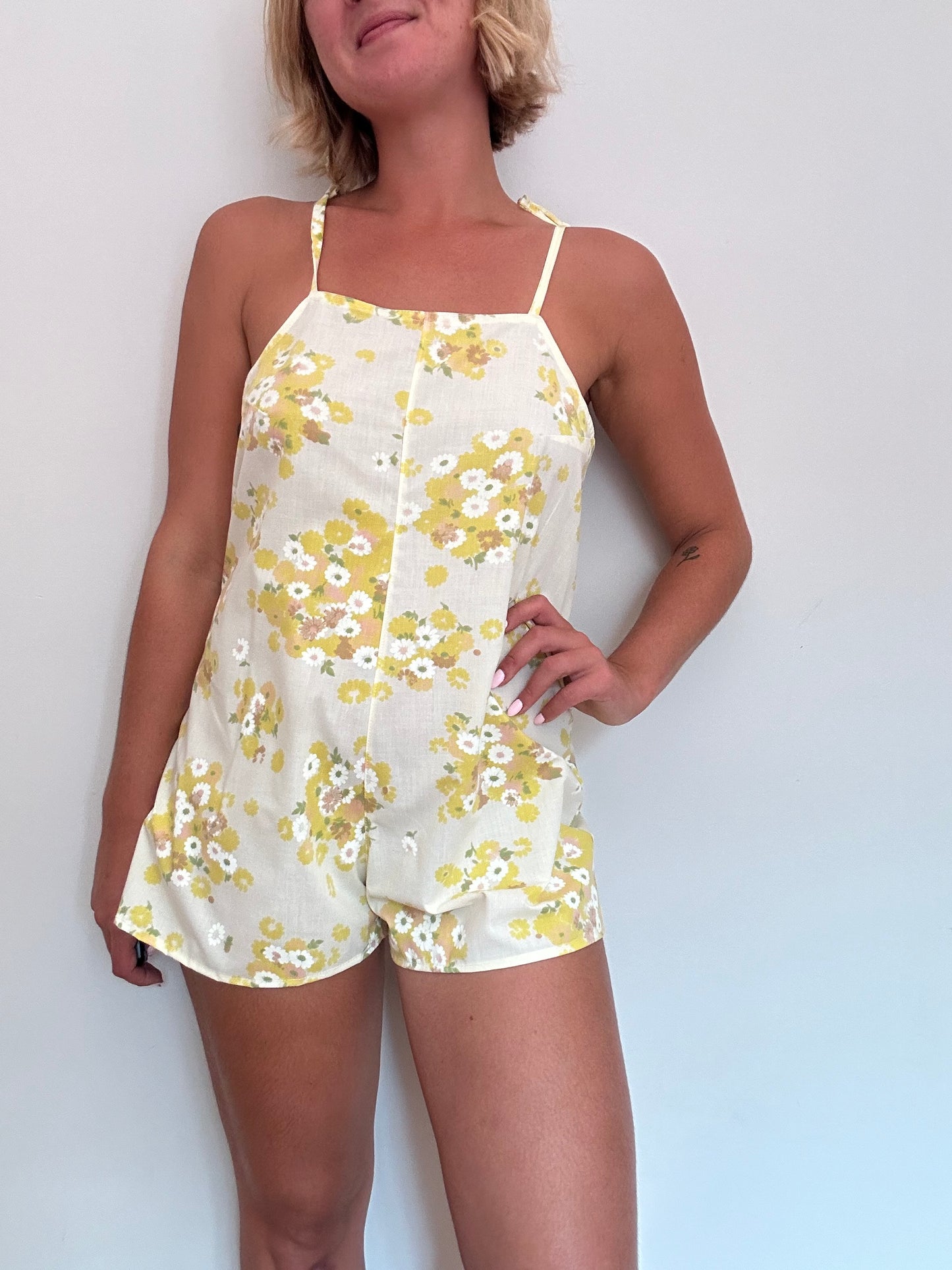 Combishort Jaune Fleurs