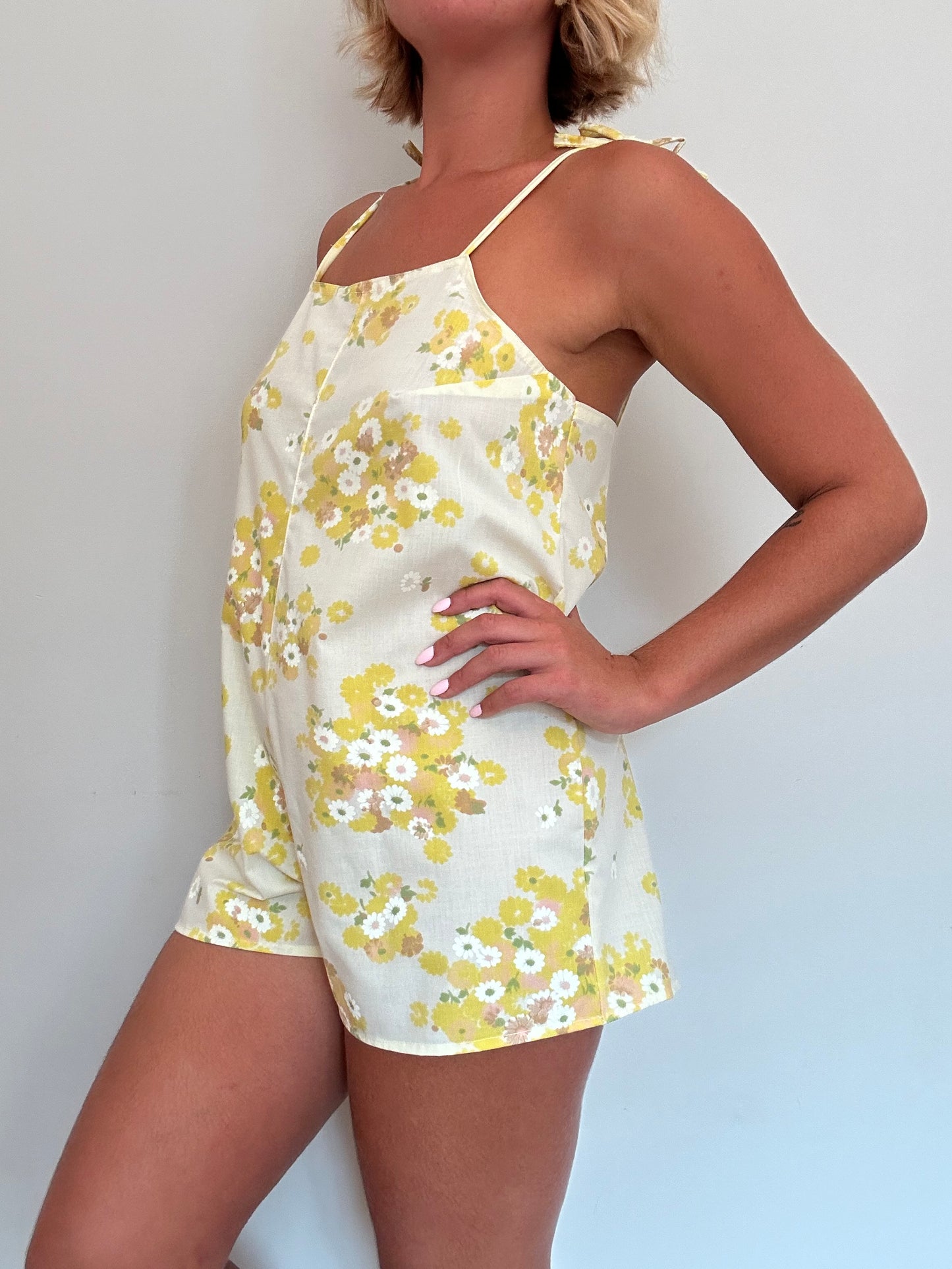 Combishort Jaune Fleurs