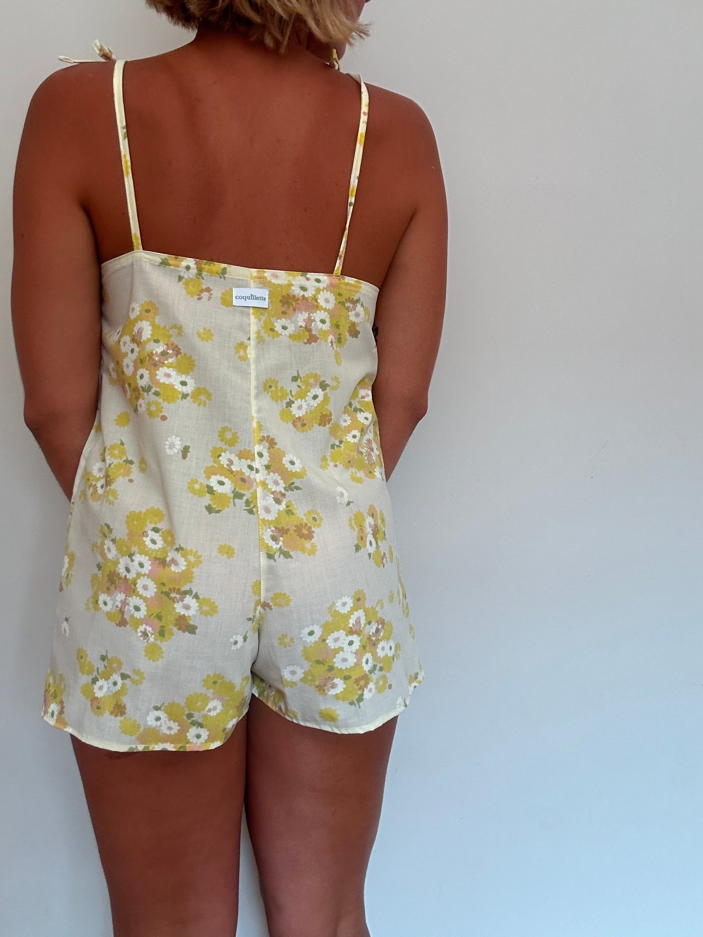 Combishort Jaune Fleurs