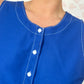 Haut Bouton Uni Bleu