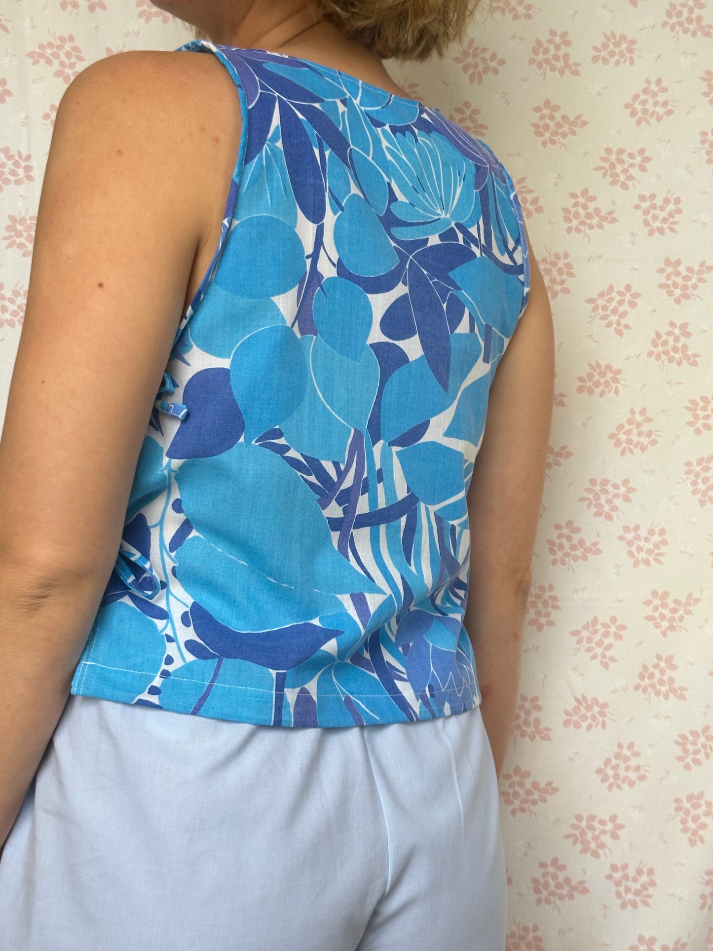 Haut Noeud Motif Bleu