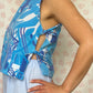 Haut Noeud Motif Bleu