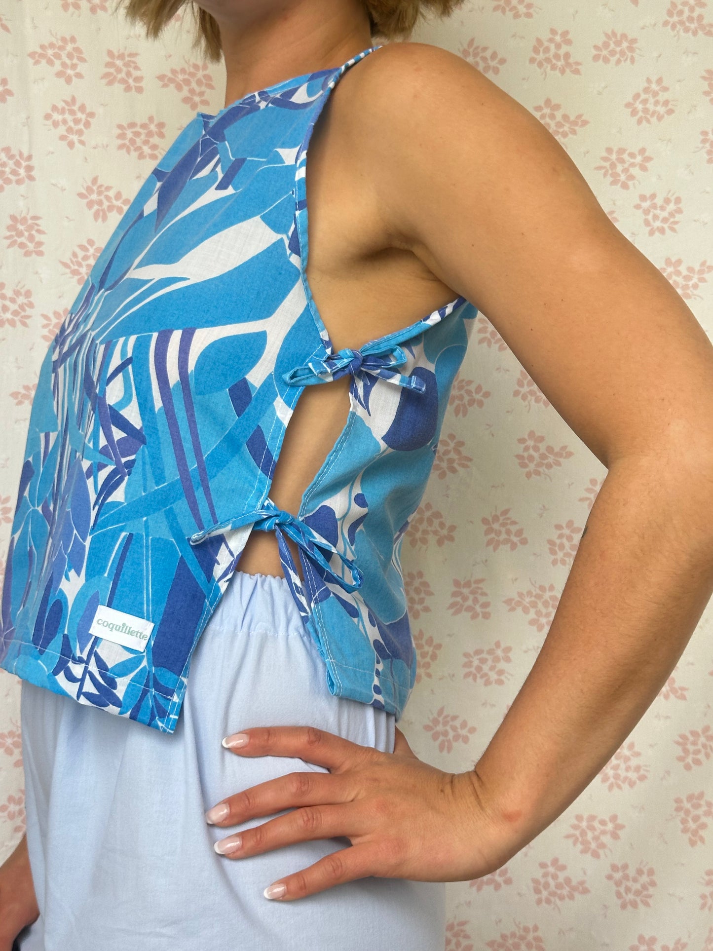 Haut Noeud Motif Bleu