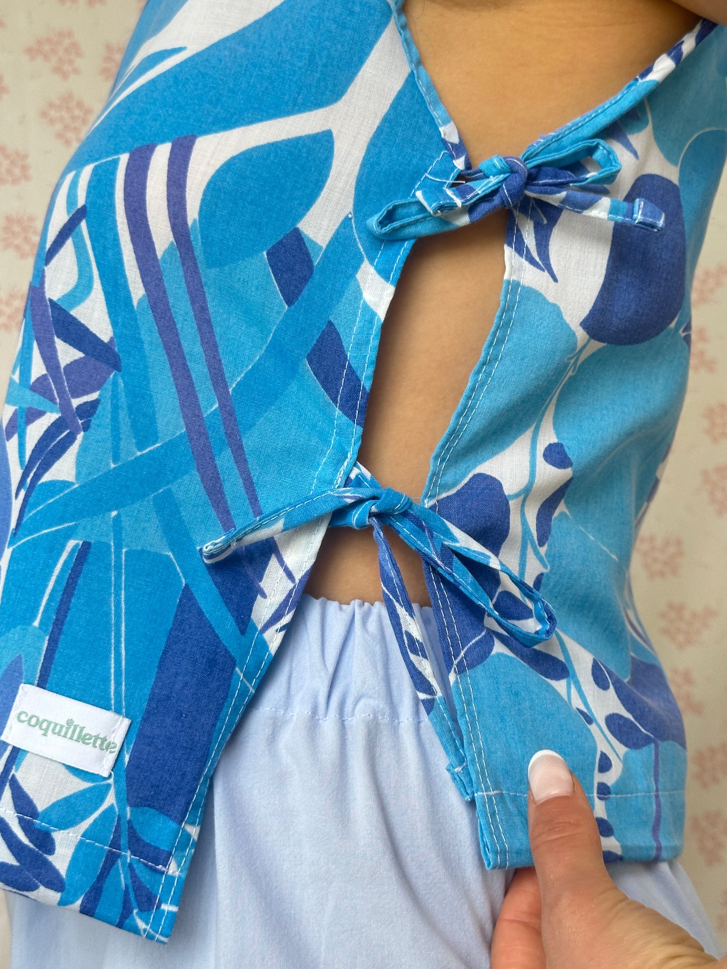 Haut Noeud Motif Bleu