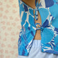 Haut Noeud Motif Bleu