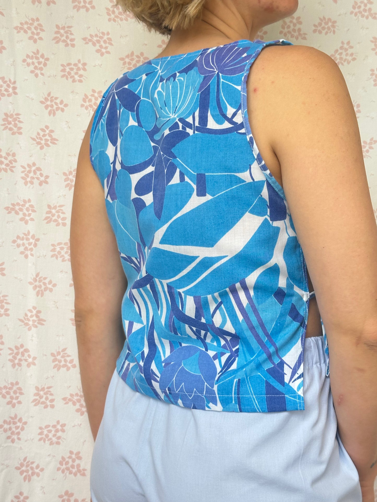 Haut Noeud Motif Bleu