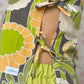 Haut Noeud Fleurs Vert et Orange