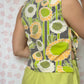 Haut Noeud Fleurs Vert et Orange