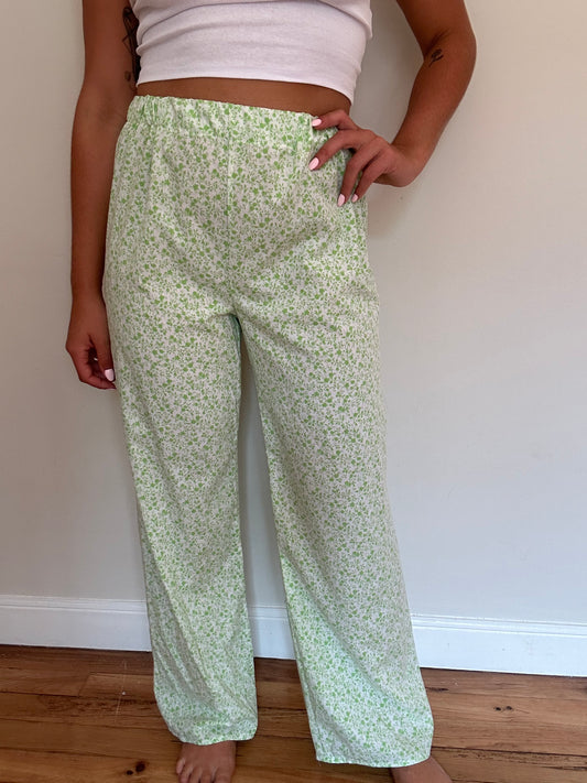 Pantalon Fleurs Verte