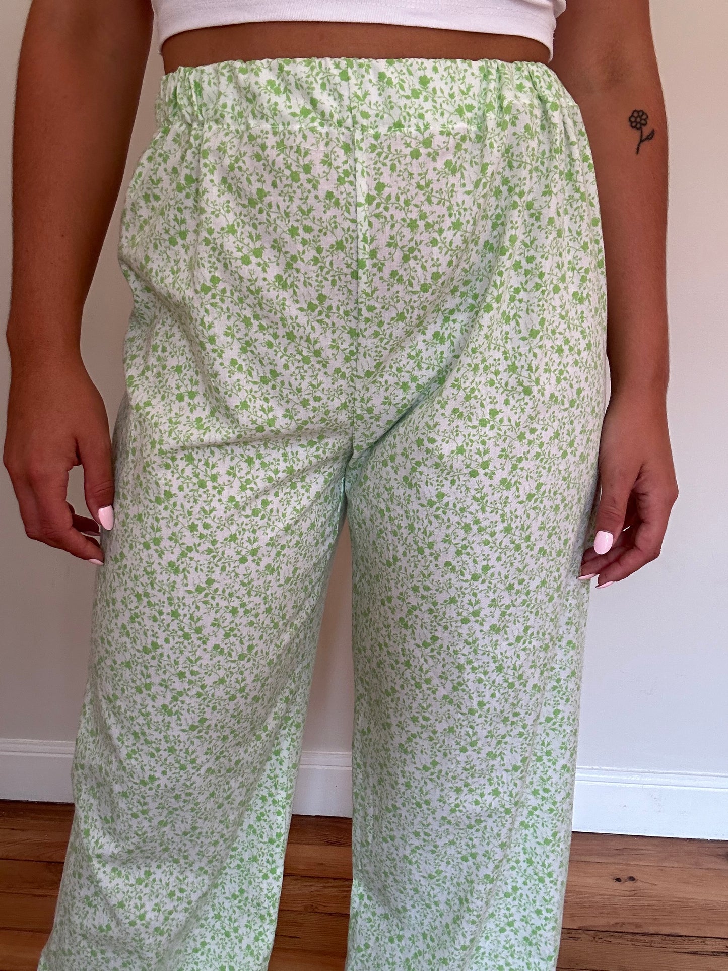 Pantalon Fleurs Verte