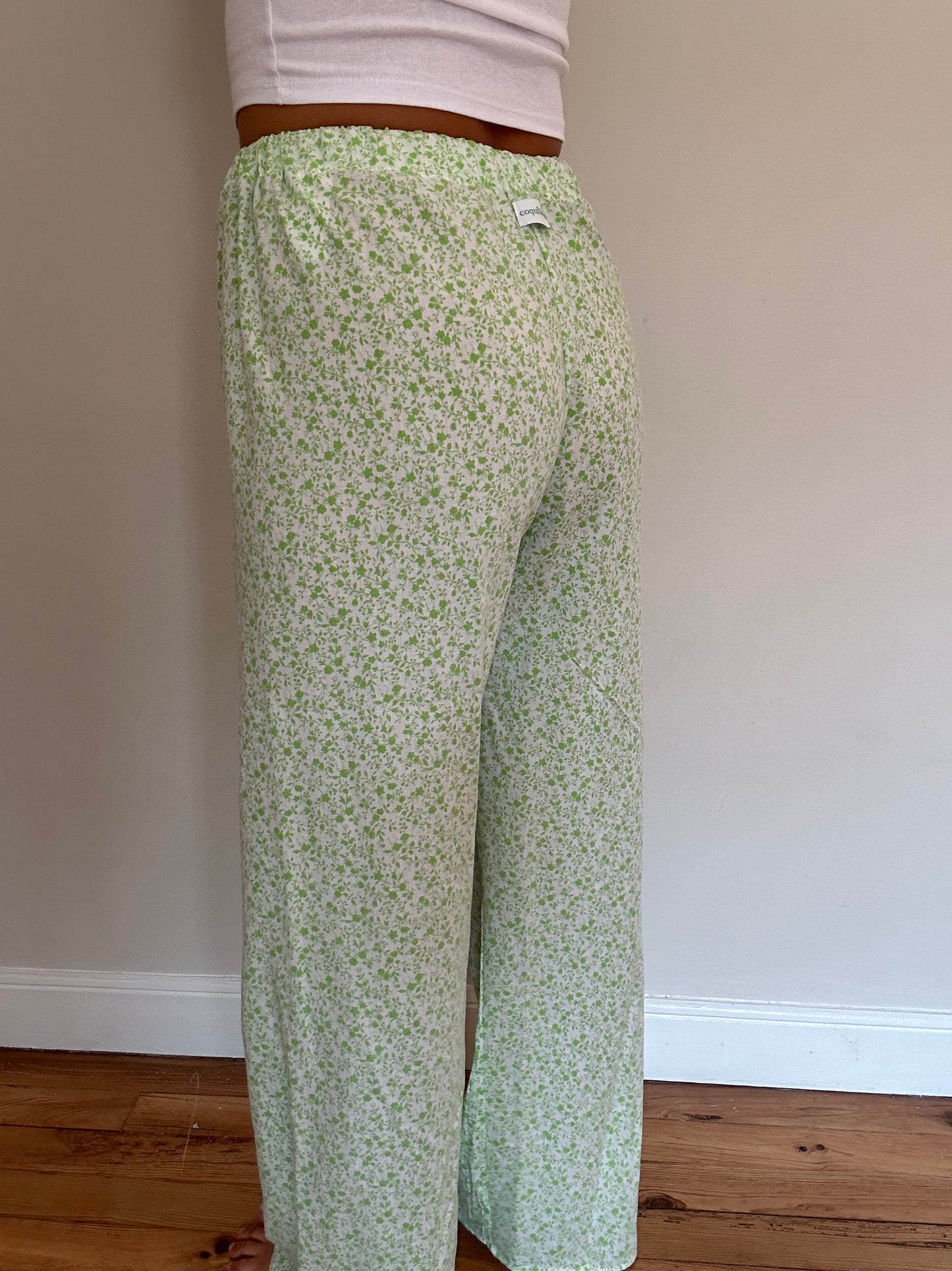 Pantalon Fleurs Verte